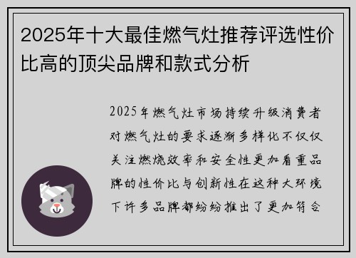 2025年十大最佳燃气灶推荐评选性价比高的顶尖品牌和款式分析